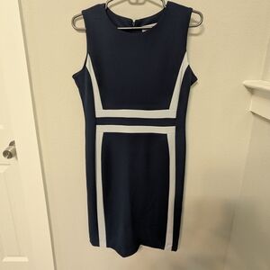 Navy and White Sleeveless Dress